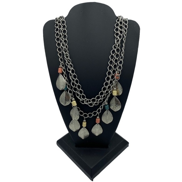 Vintage Jewelry - Vintage Bohemian Large Design Stone Leaf Necklace
